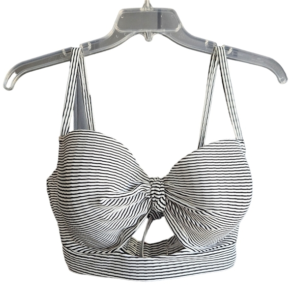 Shade & Shore Lighty Lined Ribbed Knot Front Bikini Top Sz 38DD - Picture 3 of 6